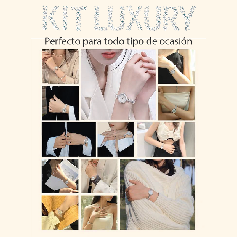 [COMPRA 1 LLÉVATE 6] RELOJ LUXURY + PULSERA + ARETES + COLLAR + ANILLO + ESTUCHE PREMIUM + ENVÍO GRATIS