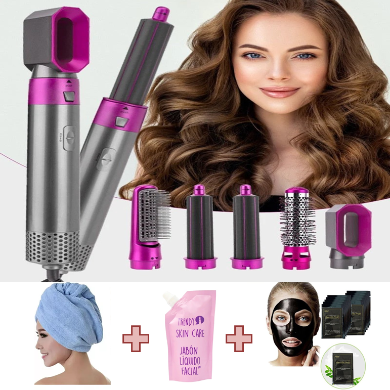 [SUPER OFERTA - COMPRA 1 Y LLÉVATE 4] Cepillo Modelador 5 en 1 + Toalla de Microfibra + Jabón Líquido Facial + Mascarilla Negra Detox + Envío Gratis