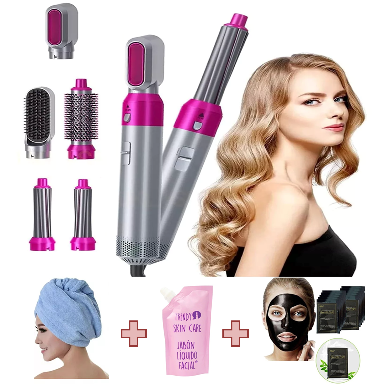 [SUPER OFERTA - COMPRA 1 Y LLÉVATE 4] Cepillo Modelador 5 en 1 + Toalla de Microfibra + Jabón Líquido Facial + Mascarilla Negra Detox + Envío Gratis